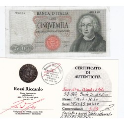 5000 LIRE COLOMBO I TIPO 3 SETTEMBRE 1964 SERIE SOSTITUTIVA  